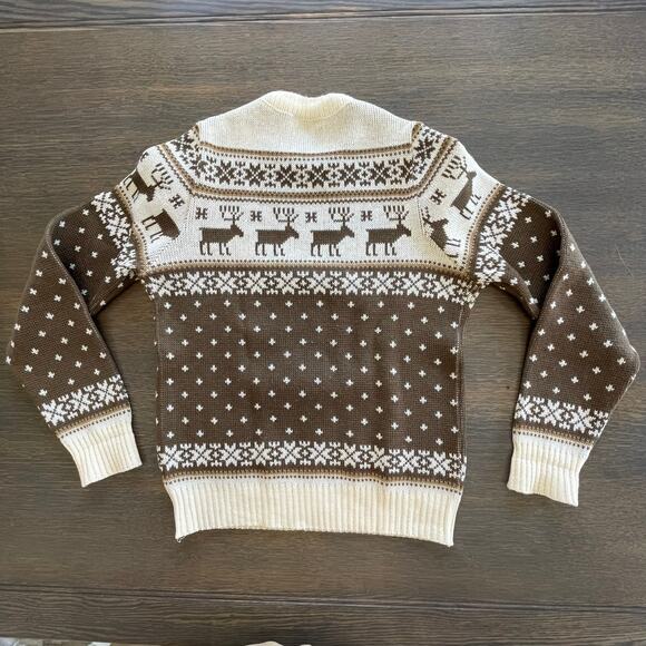 xs Vintage Demetre Pure Virgin Wool Sweater Reindeer Snowflakes Ski Sweater - Picture 9 of 16